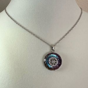 Fashion Iridescent Crystal Compass Necklace Pendant